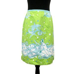 LILLY PULITZER women's size 6 vintage skirt - Pool Shark green blue lined a-line